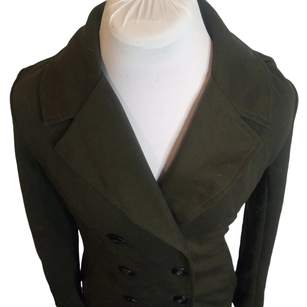 41 Hawthorn Women Green Long Sleeve Notch Lapel Double-Breasted Pea Coat Sz XS - Picture 5 of 7